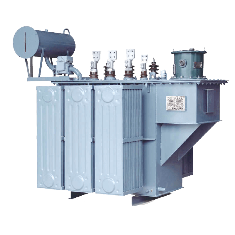 Blue-grey oil-immersed power transformer